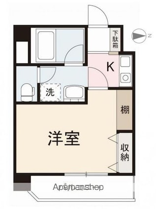 松本ビル[1K/25.38m2]の間取図