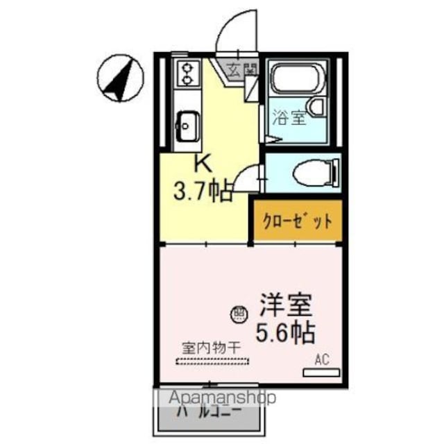 ハイツてんりゅう[1K/21.21m2]の間取図