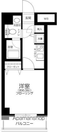 パレステュディオ御茶ノ水駿河台参番館[1K/22.63m2]の間取図