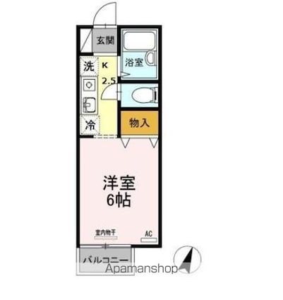 ドルフ北烏山　Ｂ[1K/20.03m2]の間取図