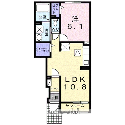 クルール　江良[1LDK/43.61m2]の間取図