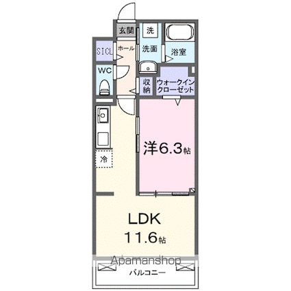 レスパスカルム[1LDK/42.59m2]の間取図