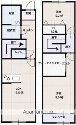 スピネル[2LDK/68.93m2]の間取図