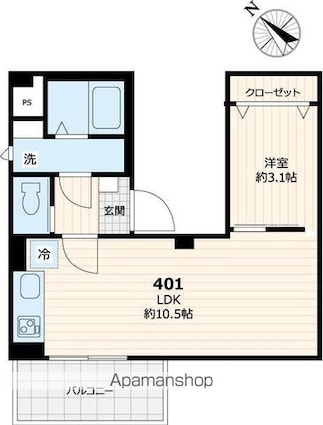 デプエル下谷[1LDK/33.86m2]の間取図