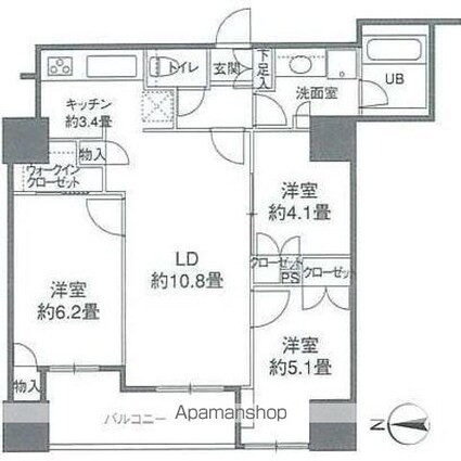 カスタリアタワー品川シーサイド[3LDK/67.21m2]の間取図
