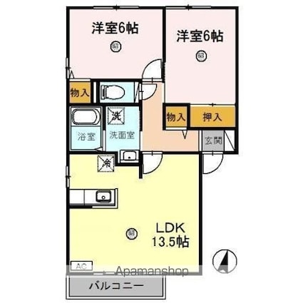 トゥルースタウン[2LDK/58.07m2]の間取図