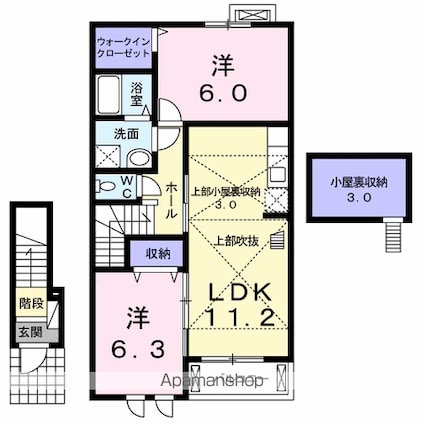 グレイスメゾンＤ[2LDK/58.33m2]の間取図