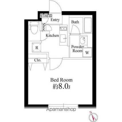 Ｂａｒｋ　Ｌａｎｅ　早稲田[1K/25.09m2]の間取図