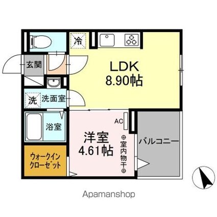 Ｐｏｌｙｋａｔｏｉｋｉａ　Ｎ（ポリカテイキアエヌ）[1LDK/33.45m2]の間取図