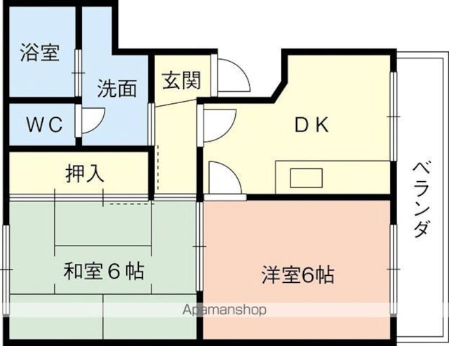 和歌山県和歌山市有本[2DK/50m2]の間取図