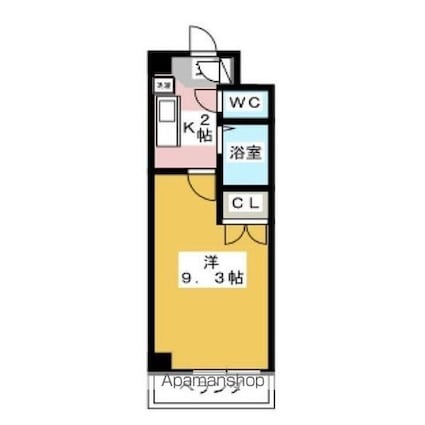 愛知県名古屋市千種区星ケ丘２丁目[1K/24.49m2]の間取図