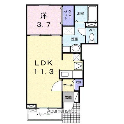 ジェイド　Ⅰ[1LDK/37.13m2]の間取図
