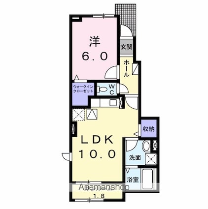エレガンテ[1LDK/44.02m2]の間取図