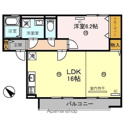 夢咲きの里　Ｂ[1LDK/51.34m2]の間取図