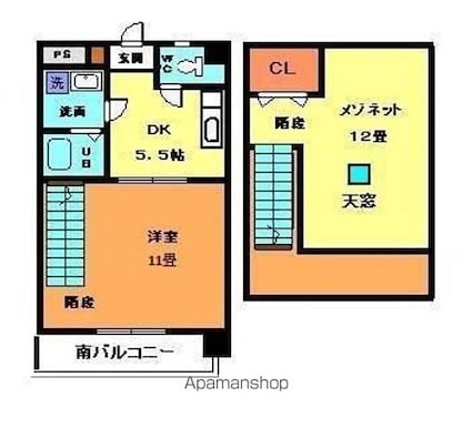キャッスル千舟[2DK/35.47m2]の間取図