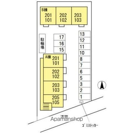 ウィスタリア・ガーデン　ＡＢ[1LDK/52.25m2]の配置図