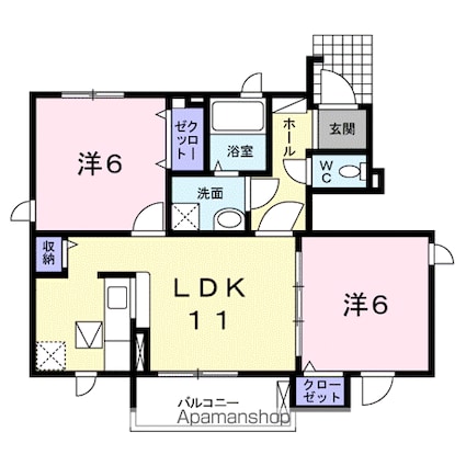 ジョワメゾン[2LDK/52.96m2]の間取図