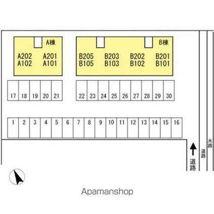 カメリアハイツ　Ｂ棟[2DK/50.42m2]の配置図