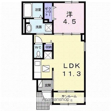 愛媛県今治市河南町２丁目[1LDK/40.03m2]の間取図