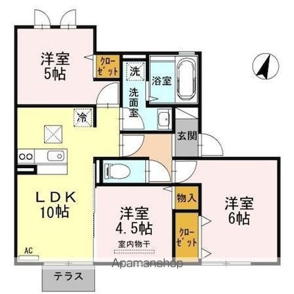 ボヌール千田　Ｂ棟[3LDK/59.47m2]の間取図