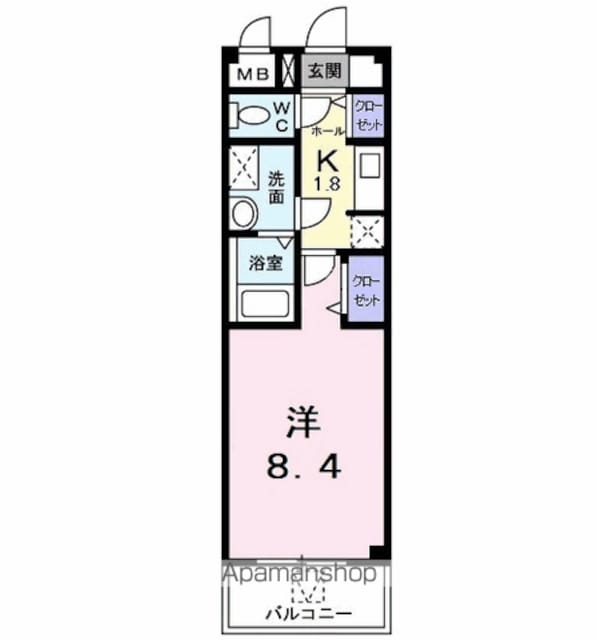 プリムヴェール錦[1K/26.69m2]の間取図