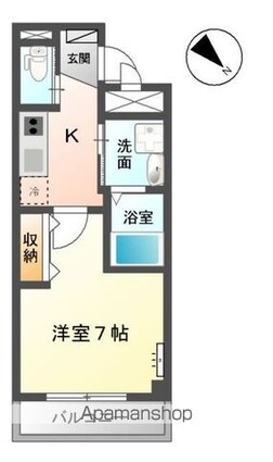 プランドール上中里[1K/26.65m2]の間取図