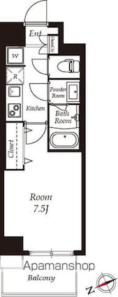 東京都江東区三好２丁目[1K/25.59m2]の間取図
