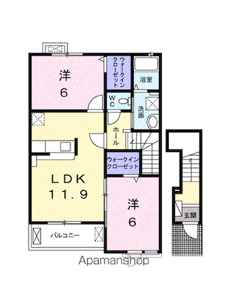クレールⅣ　Ｄ[2LDK/58.77m2]の間取図