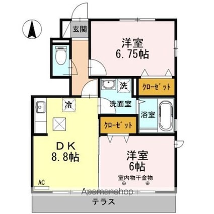 グランシャリオＩＩ[2DK/51.95m2]の間取図