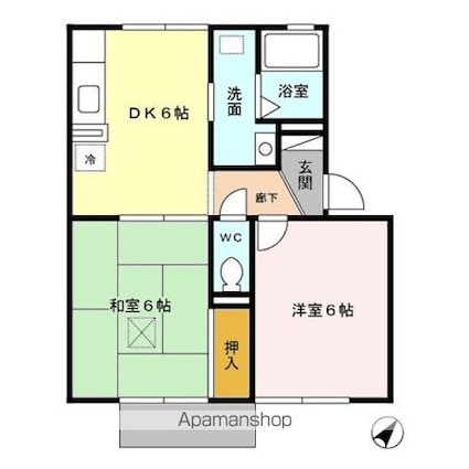 グランデ　Ⅳ[2DK/41.4m2]の間取図