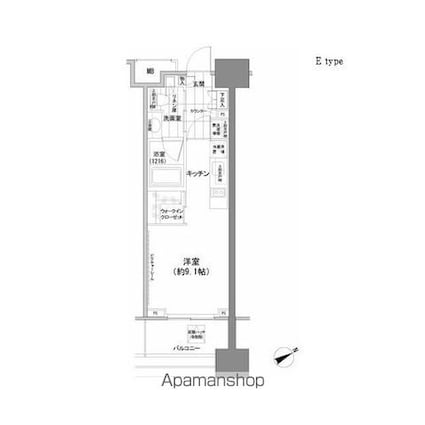東京都新宿区西新宿７丁目[1R/25.96m2]の間取図