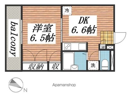 サンヴィレッジシラハタⅢ[1DK/28.98m2]の間取図