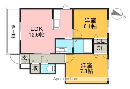 シャーメゾン　グラシャス　Ｂ棟[2LDK/58.45m2]の間取図