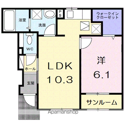 アップフィールド　共栄　Ⅱ[1LDK/42.73m2]の間取図