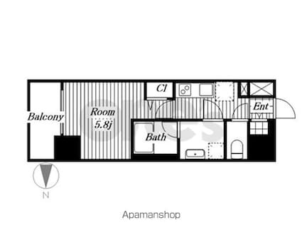 ディアレイシャス泉[1K/22.42m2]の間取図