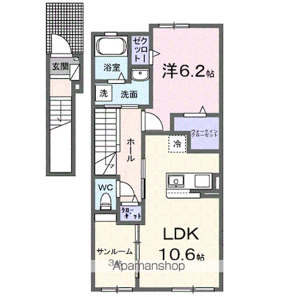 ウィズ・テール南彦根１号館[1LDK/51.63m2]の間取図