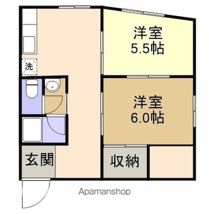 カーサ・クレール[2DK/40m2]の間取図