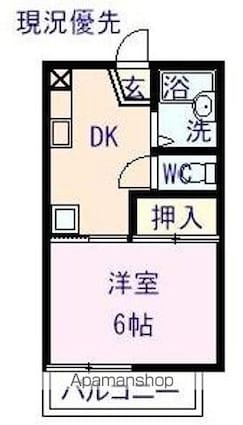 サンハイツ篠原[1K/21.21m2]の間取図