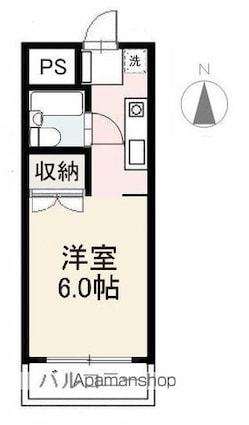 花ノ宮マンション５０４号[1K/17.63m2]の間取図