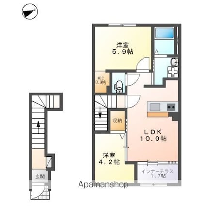 メゾン・杉山[2LDK/53.8m2]の間取図