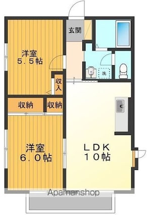 第２カサベルデ[2LDK/48.84m2]の間取図
