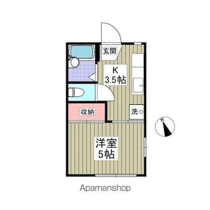 サンハイツ　狭山[1K/18.56m2]の間取図