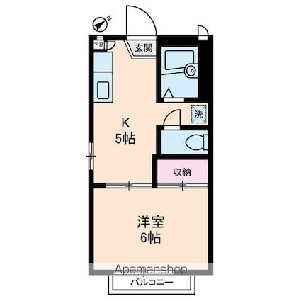 東京都新宿区中落合３丁目[1K/24.5m2]の間取図