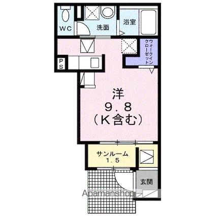 虹ケ浜３丁目アパート　　　　　　　　　　　　　　　　　　　　[1R/29.4m2]の間取図