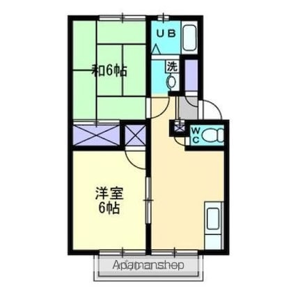 サンライフ上之町[2DK/44.29m2]の間取図