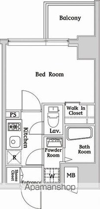 ハーモニーレジデンス西麻布[1K/21.82m2]の間取図