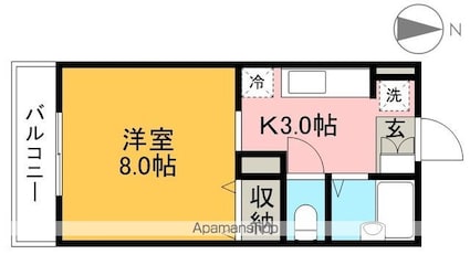 コーポブルースカイ[1R/26.82m2]の間取図