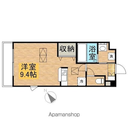 ルネス・グリシーヌ[1K/25.6m2]の間取図