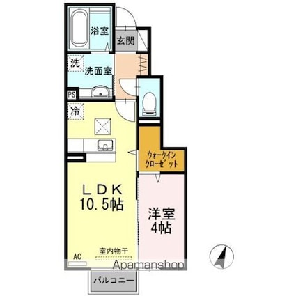 Ｃｏｃｏ＆Ｌｅｏ[1LDK/38.35m2]の間取図