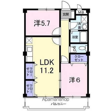 ロイヤル泉[2LDK/55.39m2]の間取図